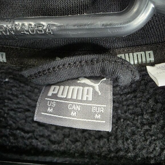 Mens Puma Black Full Zip Sweatshirt Long Sleeve Cotton Polyester Blend Size M - Picture 3 of 9